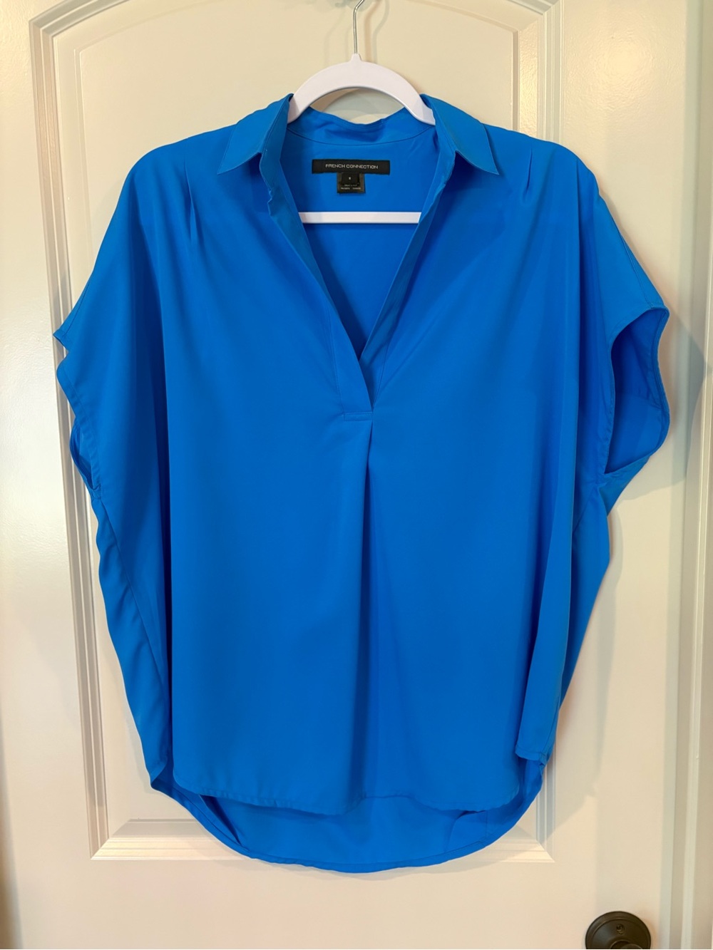 NWOT Sz S French Connection Popover Cobalt Blue Blouse